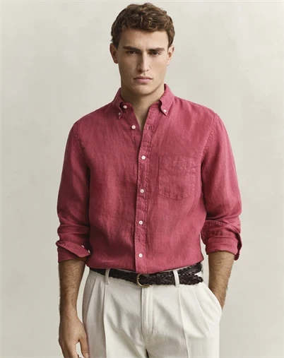 Gant - Reg GMNT Linen Skjorte - Dusty Brick Red